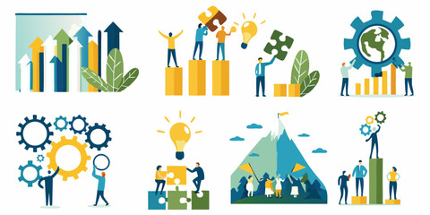 Teamwork and collaboration illustrating business growth success and innovation concepts