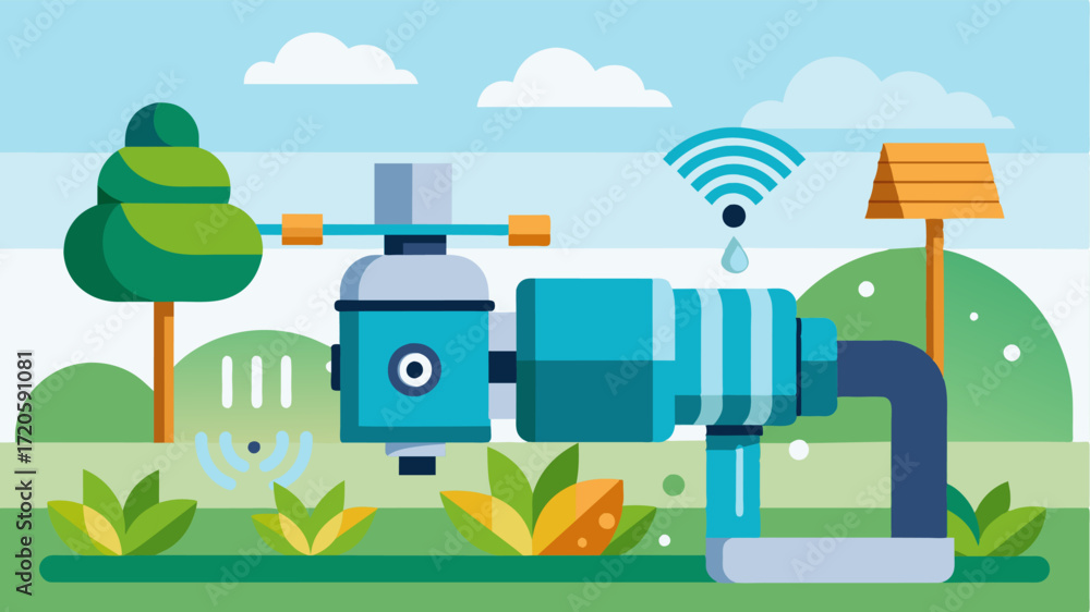 Poster a smart water pump that can be controlled remotely to adjust water output and prevent over irrigatio