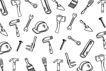 Seamless pattern background with construction. Tool pattern construction. Seamless pattern background repair tools, techniques, and construction.