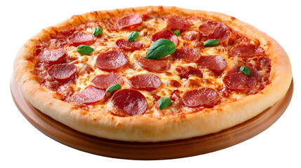 Shot reveals tasty mushroom pizza isolated on white