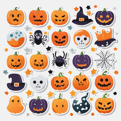 Festive Halloween Stickers Pumpkins, Ghosts, and Spiders