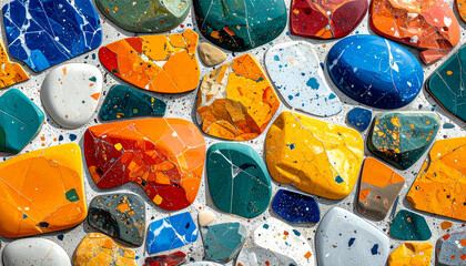 Colorful Polished Stones: A Vibrant Mosaic of Earths Treasures.