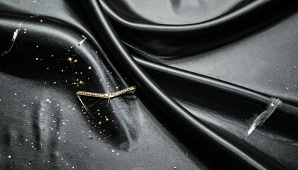 Abstract Black Rubber Texture with Water Droplets and Reflections.