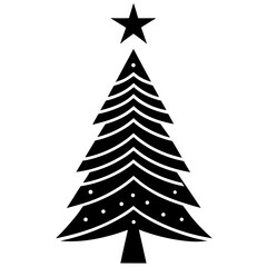 Obraz premium Minimalist holiday tree silhouette vector clipart, great for posters, greeting cards, scrapbooking, and festive holiday design projects.