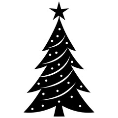 Elegant Christmas tree silhouette vector design, perfect for holiday cards, posters, mugs, stickers, and festive digital artwork. Ideal for seasonal creative projects.