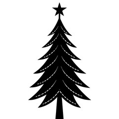 Obraz premium Stylish Christmas tree vector silhouette with festive charm, great for seasonal branding, posters, and DIY craft projects.