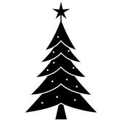 Minimal Christmas pine tree silhouette illustration, great for Christmas greeting cards, party flyers, gift wrapping, and holiday-themed vector design projects.