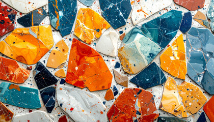 Abstract Colorful Broken Tiles Mosaic Art.