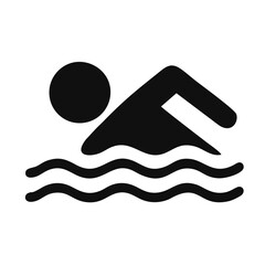 Swimming Icon Circular Symbol Depicting a Swimmer in the Water