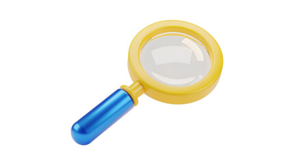 Colorful Children's Magnifying Glass with Blue Handle and Yellow Frame for Exploration and Learning