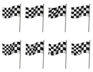 Checkered racing flags in various positions (1)