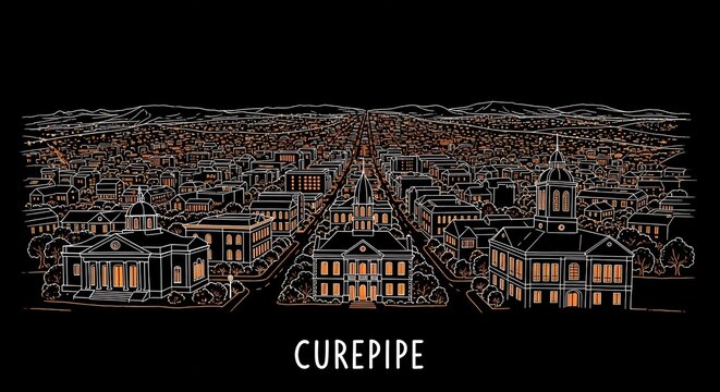 Curepipe Urban Landscape, Illustration, Aerial View