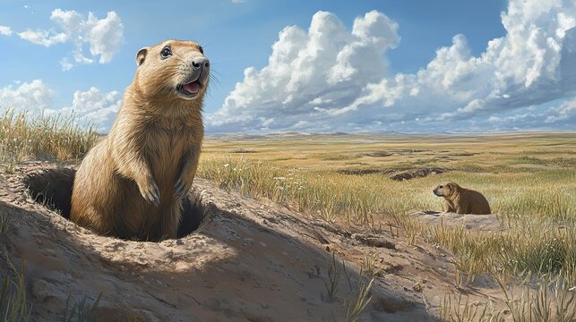 Prairie dogs expanding burrows in overgrazed - - Powered by Adobe