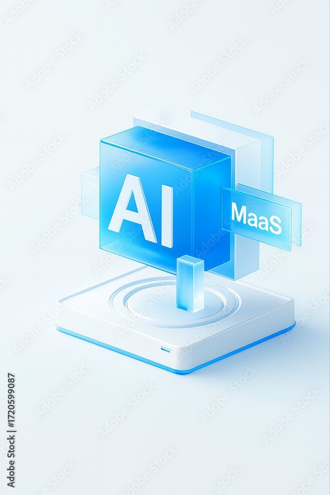 Poster abstract representation of artificial intelligence and machine learning concepts with glowing blue c