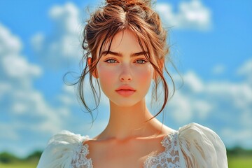 よくは晴れた日の女性のポートレート写真