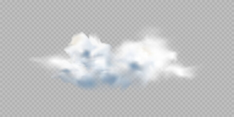 Fog or smoke isolated transparent special effect. White vector cloudiness, mist or smog background. Vector illustration