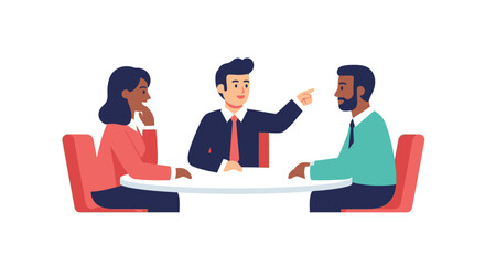 Obraz premium Three businesspeople having a meeting around a table.