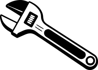 Hand Drawn Adjustable Wrench Doodle Vector Silhouette