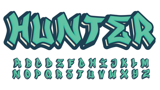 Green 3d tag graffiti isolated font