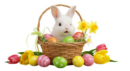 easter bunny and easter eggs