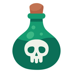 green bottle poison toxic flat color vector illustration template design