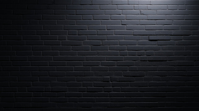 matte. Textured black brick wall in a panoramic wide view, featuring a matte surface with subtle variations. real-estate listings.