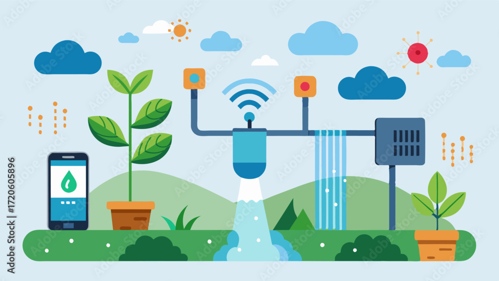 Poster a smart irrigation system uses realtime data on soil moisture weather patterns and evapotranspiratio
