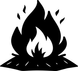 Large Hand Drawn Campfire Silhouette Vector Rustic