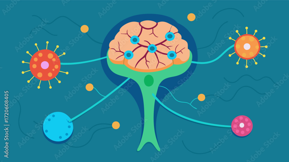 Aufkleber a detailed illustration of a synapse with neurotransmitters being released from the axon terminal an
