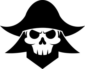 Pirate Mask Silhouette Vector Illustration with Skull