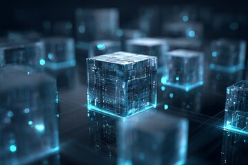 Futuristic digital cubes representing blockchain technology