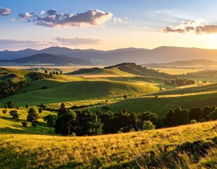 Volcanic Landscape at Sunset with Steaming Fumaroles