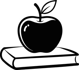 Simple Doodle of Apple on Book Hand Drawn Silhouette