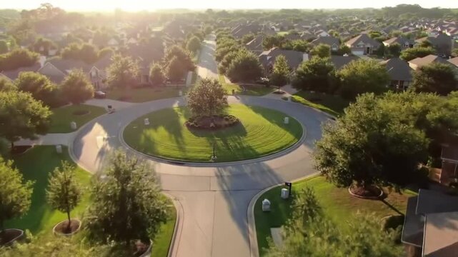 Aerial view of a suburban residential neighborhood in Stockton, California, showcasing rows of single-family homes, streets, and surrounding farmland. Ideal for topics related to urban planning, Calif