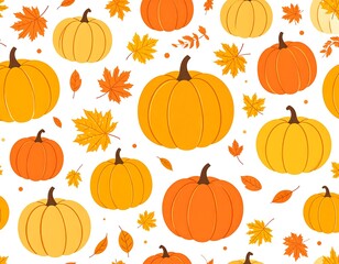 Autumn pumpkin and leaf pattern