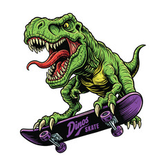 Tyrannosaurus Rex Skateboarder cartoon Illustration