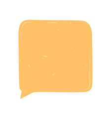 Hand drawn yellow speech box with grunge texture and organic feel. Rectangle message balloon and chat icon for text, ideal template for comment or conversation in bold, minimal style.
