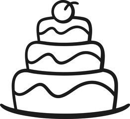 Wedding Cake Simple Linear Hand Drawn Doodle Silhouette