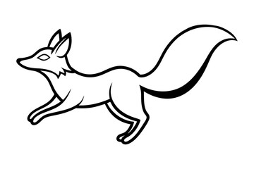 Stylized black and white fox illustration in motion
