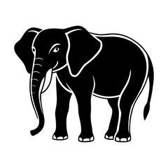 Stylized black silhouette of an elephant with white outline