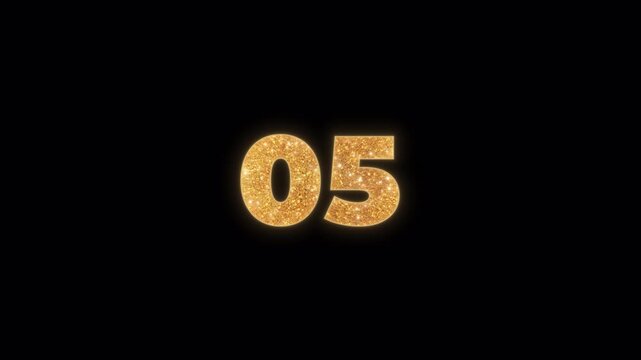 Animated 30 seconds countup featuring glowing golden glitter numbers. This sparkling timer is perfect for events and presentations, includes an alpha channel for a transparent background.