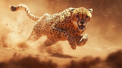 Cheetah in Motion: A Majestic Sprint Across the African Savanna