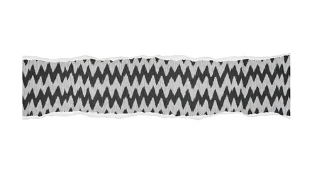 Black and White Zigzag Patterned Fabric Valance with Ruffled Edges.