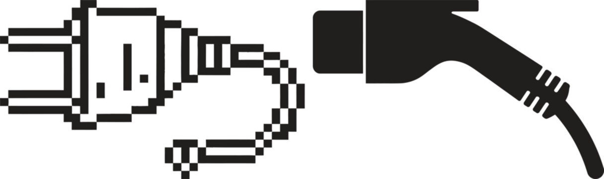 Electric car charging plug and socket symbol for clean energy