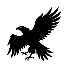 Obraz premium Majestic black eagle silhouette with wings spread wide