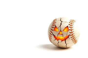 Halloween Baseball Trio on White Background, Happy Halloween,Generative ai