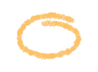 Round crayon scribble frame with chalk sketch contour forms a quote highlight. Orange stroke and icon style background create a textured look, perfect for modern note or creative message concepts.