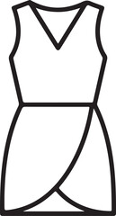 Simple line art icon of a sleeveless wrap dress
