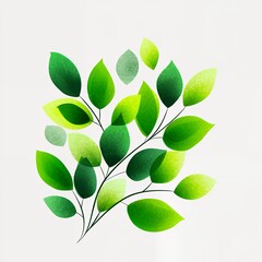 Vibrant Green Leaves Branch Illustration