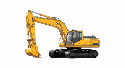 Powerful Yellow Excavator Illustration for Construction and Engineering Projects